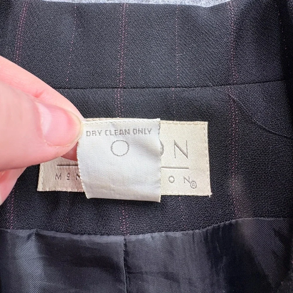 VTG Norton McNaughton Suit Blazer 12 Skirt 14 Black Pinstripe Maxi‎ Y2K Modest